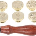 supvox 7 pieces set of wax seal seal wax stamp copper stamps wood initial wax